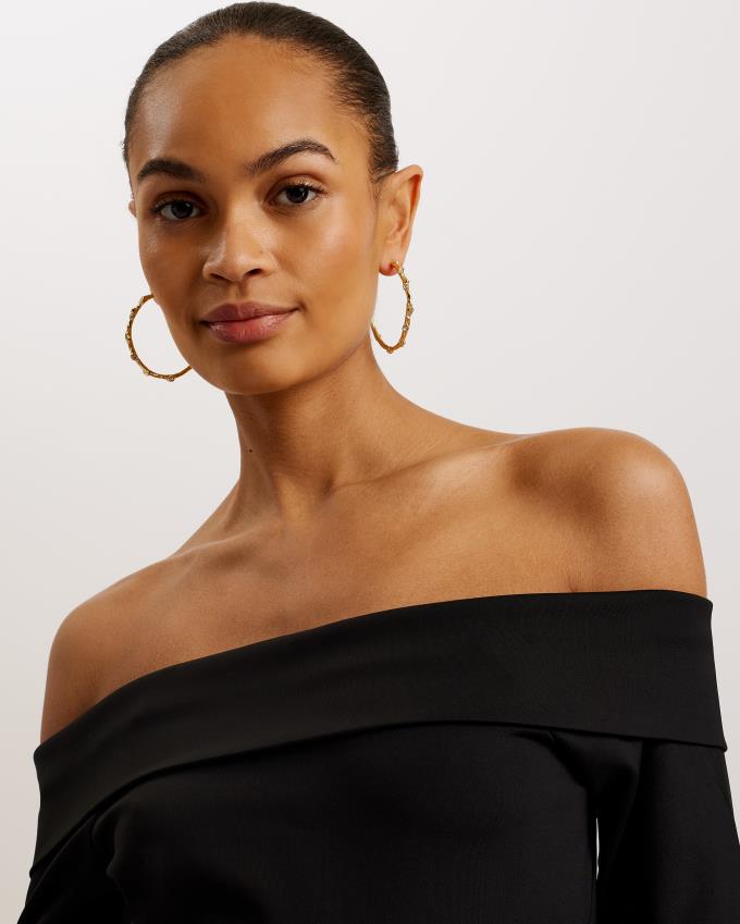 Hauts Ted Baker Off The Shoulder Long Sleeve Noir Femme | WBL-22180906